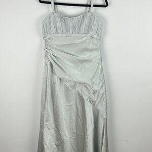 Sophia Tolli Bridesmaid Dress Size 12 Silver Corset Sleeveless Lined Polyester